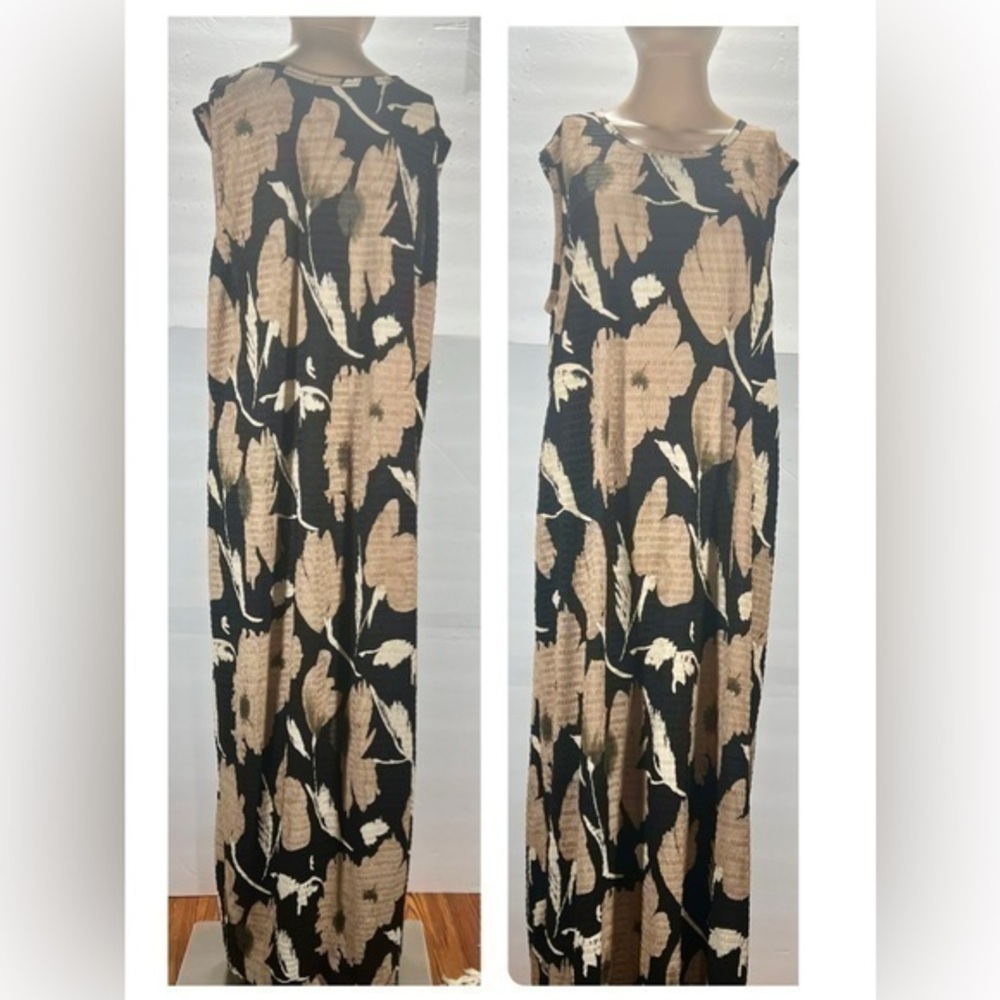 PLEAT PLEAT RAFAEL BLACK.& GREEN MAXI DRESS SIZE XL